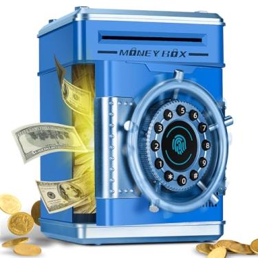 Imagem de Cofrinho para crianças, simulação de impressão digital, brinquedos para 4, 5, 6, 7, 8, 9, 10, 11, 12, 13 anos, ideias de presente, caixa eletrônica para economizar dinheiro para meninas