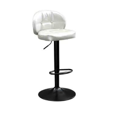 Imagem de Banco de bar de pub Banco de bar ferro da moda, encosto simples, banco alto, cadeira giratória elevatória(Branco)