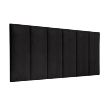 Imagem de Cabeceira Cama Box Estofada Modular Peças Adesivo 45X20cm(PRETO,CASAL NORMAL)