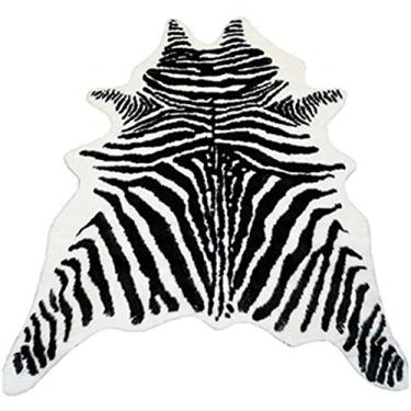 Imagem de Tapete de couro sintético com estampa de zebra, tapete de couro, tamanho grande para casa, escritório, sala de estar, 14 x 9 cm