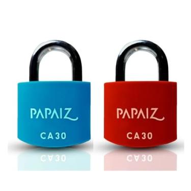 Imagem de Kit 2 Cadeados em Aluminio CA30 30mm Azul e Vermelho com Chaves - Segurança e Resistencia