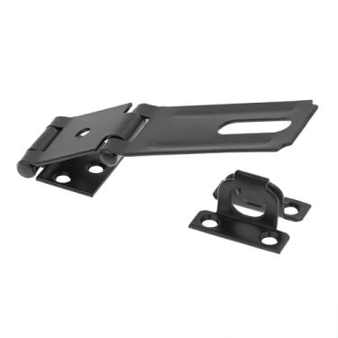 Imagem de Prime-Line U 117138 Trava de dobradiça de ferrolho de segurança dupla para porta e portão com grampo fixo de 9,5 cm com parafusos preto fosco (pacote único)