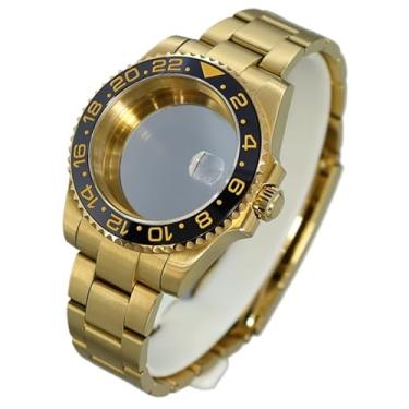 Imagem de FEIYASHI Diver Gold 40 mm à prova d'água 316L caixa de relógio de aço inoxidável vidro safira para NH35/36/34 ETA2824 8215 peças de relógio movimento (para NH35 34 36 38 Movemen + tampa inferior de