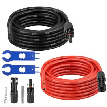 Imagem de XRDS -RF Cabo de extensão solar de 8 AWG, 3 m, fio de painel solar vermelho e preto com conectores solares, fio fotovoltaico com chaves de desconexão e conectores extra macho/fêmea para trailer