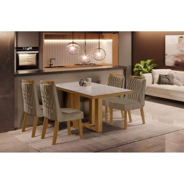 Imagem de Sala de Jantar Completa com 4 Cadeiras 1,20x0,80m - Lottus Atena - LJ Móveis