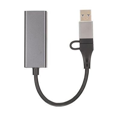 Imagem de Zhjvihx Adaptador USB para Ethernet, Plugue do Indicador do Adaptador Tipo C para RJ45 e Reproduzir 10 100 1000Mbps para Viagem