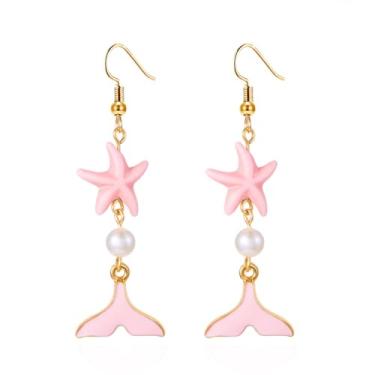 Imagem de Brincos de cauda de sereia para mulheres, lindas pérolas, zircônias, cúbicos, rabo de peixe, colorido, verão, praia, sereia, joias, joias de férias, joias delicadas de Natal, aniversário, dia dos