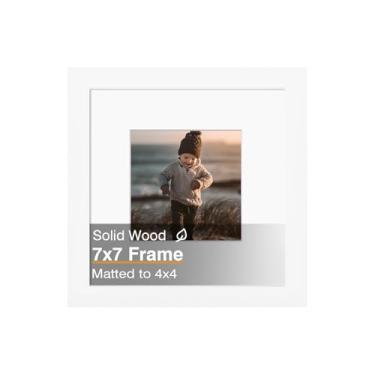Imagem de KINLINK Porta-retrato 18 x 18 cm, molduras quadradas brancas de madeira maciça para fotos 10 x 18 cm com tapete ou 18 cm x 18 cm sem tapete, molduras de parede e mesa, branco, 1 pacote