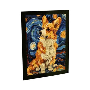 Imagem de Quadro Decorativo Cachorro Cão Na Noite Estrelada De Van Gogh Corgi Decoração Poster Quarto Sala