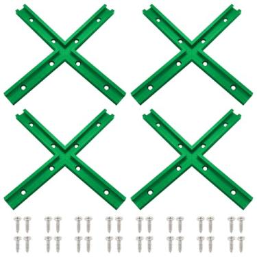 Imagem de SeekLiny 16 peças de interseção em T para marcenaria com parafusos, perfil de gabarito de corte duplo universal T-Tracks verde