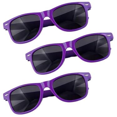 Imagem de YLOIJO Óculos de sol de festa para adultos dos anos 70 e 90 anos neon retrô festa na praia piscina decoração de casamento suprimentos, Roxa
