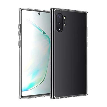Imagem de SORAKA Capa transparente para Samsung Galaxy Note 10 Plus/Note 10+ 5G Slim Fit Capa transparente de policarbonato rígido com borda macia de TPU resistente a quedas de 360 graus à prova de choque