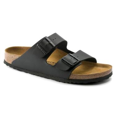 Imagem de Birkenstock Sandálias ajustáveis unissex para adultos Arizona, Palmilha macia Birko-flor preta, 5-5.5 Narrow Women/3-3.5 Narrow Men