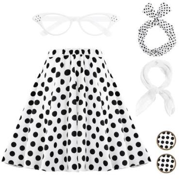 Imagem de Traje Hicarer, roupa feminina dos anos 50, saia poodle, sock hop