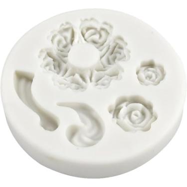Imagem de Mini molde de sobremesa de silicone para bule de flor de rosa, ferramenta antiaderente, molde de decoração de bolos DIY para biscoitos, cupcakes