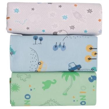 Imagem de Kit com 3 Unidades Cueiro Bebê Algodão Flanelado Estampado 80 x 60cm Manta Multiuso Charutinho Swaddle Recém-Nascido