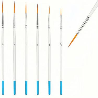 Imagem de Conjunto de 6 pincéis de pintura com delineador de texto, ponta flexível extralonga para aquarela acrílica, guache a óleo, detalhamento de riscas, contorno de pergaminho