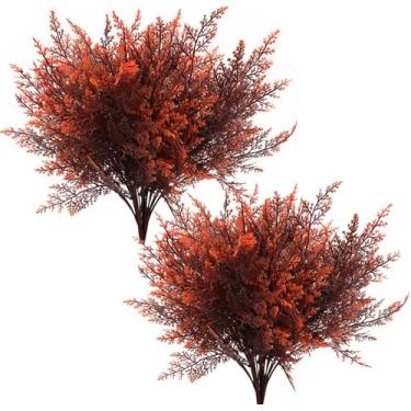 Imagem de Samambaias artificiais, plástico falso, folhas de samambaia persa, plantas, grama, simulação de arbustos para ambientes internos e externos, casa, jardim, varanda, varanda, mesa, festa de casamento