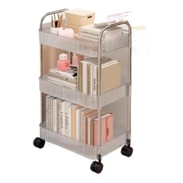 Imagem de Estante Carrinho Organizador, 4 Prateleiras Com Rodinhas, Multiuso Para Cozinha, Banheiro, OrganizaçãO FáCil E PráTica(Três camadas: 32x20,8x64cm)