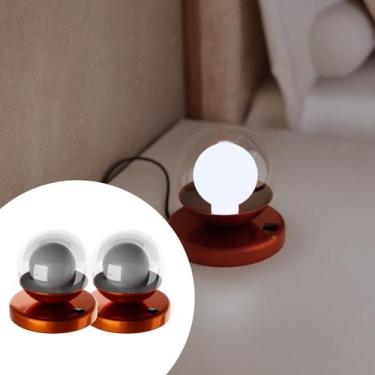 Imagem de Kit 2 Abajur de Mesa Moderno dama de Alumínio Bivolt com Globo vidro 1