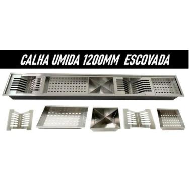 Imagem de Calha Úmida Gourmet Canal Organizador Escorredor Inox 120Cm - Stillus 