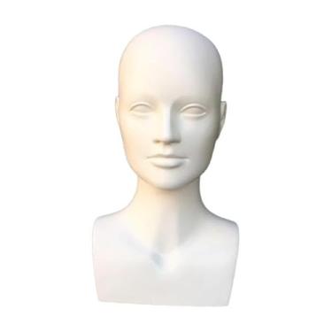 Imagem de Kokiya Suporte de exibição de cabeça de manequim masculino, suporte versátil para peruca, para exibição de perucas para colares, chapéus, estilista, Branco Fosco