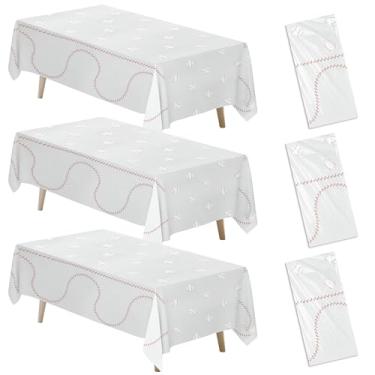 Imagem de Owelleny Toalha de mesa de decoração de festa de beisebol, suprimentos de mesa descartáveis para festa de beisebol, decorações de tema esportivo para aniversário de meninos, meninas, chá de bebê