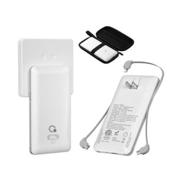 Imagem de Carregador portátil da marca Q 10000mAh com cabos e plugues embutidos 