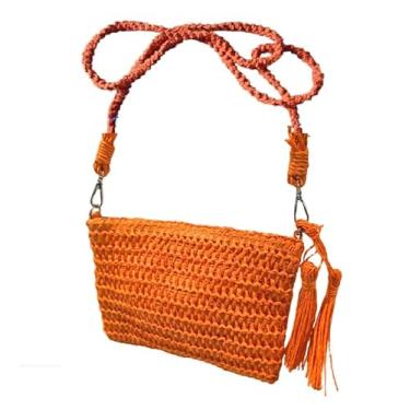 Imagem de Bolsa Artesanal Lateral Transversal Casual Praia Festa 24 x 17 cm (Laranja)