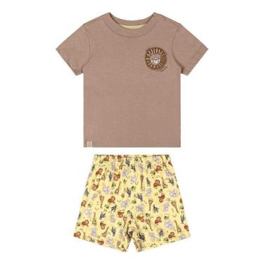 Imagem de Conjunto Camiseta e Bermuda Bebê Quimby, Marrom, G