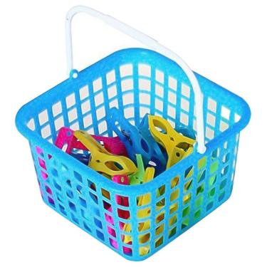 Imagem de Kit Cesto C/Prendedores Pregadores De Roupa Lavanderia Varal