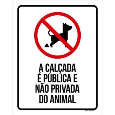 Imagem de Kit 5 Placas Calçada Pública Não Privada Animal 36X46