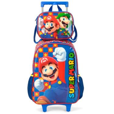 Imagem de Mochila De Rodinhas + Lancheira Super Mario Bros Moeda Vm