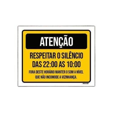 Imagem de Placa Sinalização Atenção Respeitar Silêncio Incomode 18X23