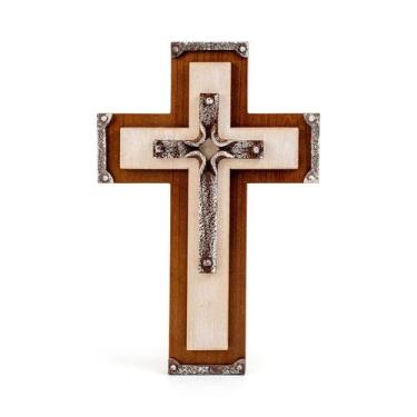 Imagem de Cruz de madeira de parede OKSQW 27x18x2cm Madeira de pinho com gancho