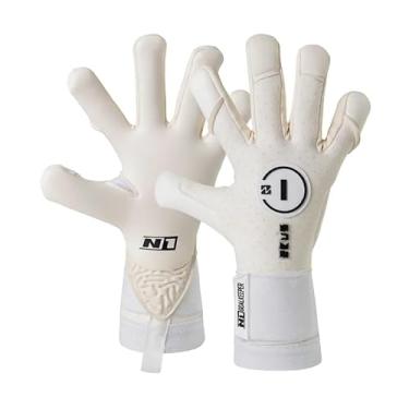 Imagem de N1 Goalkeeper gloves Zeus UGT+ Luvas de Goleiro Adulto para Futebol Profissional Ultraleve e Ajustável. De látex alemão com fechamento de fita dupla. Aderência Extrema e Antiderrapante. Branco. 8