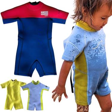 Imagem de Selective HA Roupa de mergulho para bebês, crianças de 1,5 mm e 2,5 mm de neoprene de manga curta e manga curta (Hawaiian Sup'paman, 2T (M))