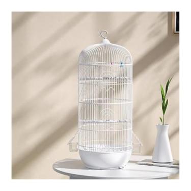 Imagem de Gaiola de pássaro gaiola redonda tipo papagaio arame simples com bandeja ninho de pássaro (branco)