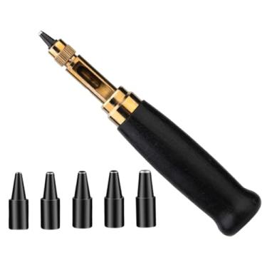 Imagem de predolo Kit de furador de cinto de couro, ferramenta de furador de parafuso rotativo para encadernação, ajustável com pontas de 1,5-4 mm, Preto