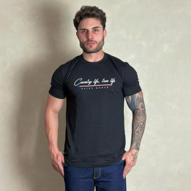 Imagem de Camiseta Masculina Country Life Preta Algodão Paint Horse, GG