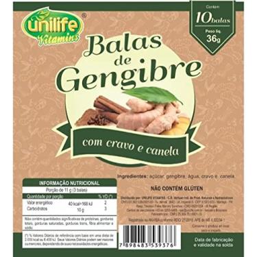 Imagem de Bala de gengibre com cravo e canela - Caixa com 30 pacotes de 36 gr.