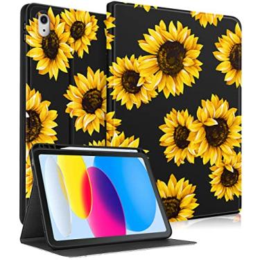 Imagem de Uppuppy Capa para Apple iPad 10ª Geração 10,9 polegadas Meninas Bonito Feminino Folio Smart Cover Lápis Design Estético Girassol Feminino Kawaii Adolescentes Capas exclusivas para iPad 10 Geração 2022 A2696 A2757
