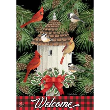 Imagem de Bandeira de jardim para reuniões de pássaros Briarwood Lane Holiday Birdhouse 31,75 cm x 45,72 cm