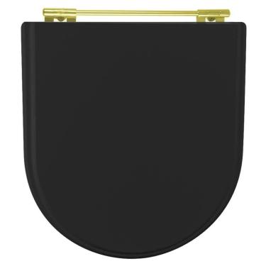 Imagem de Tampa De Vaso Laqueado Calypso Preto Para Bacia Incepa Com Ferragem Dourada