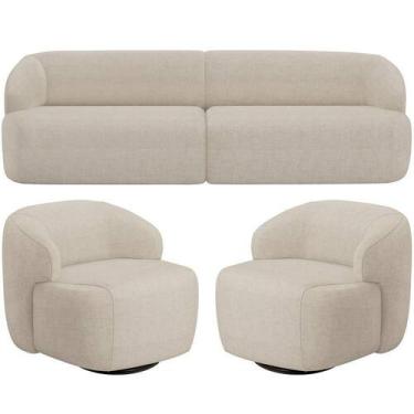 Imagem de Sofá 4 Lugares Curvo Orgânico Com 02 Poltronas Living 280cm Barolo L06