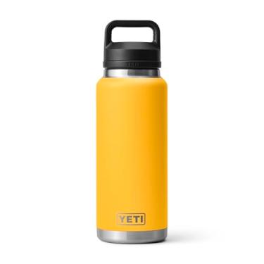 Imagem de Garrafa YETI Rambler de 1 L, à prova de vazamento, isolamento a vácuo, aço inoxidável com tampa Chug, amarela (Alpine Yellow)