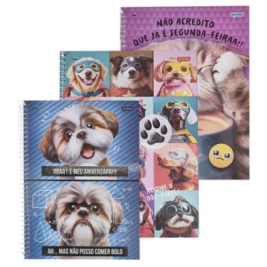 Imagem de Caderno Espiral 1 Materia 80 Fls Universitario Pets 4 Unid - Jandaia