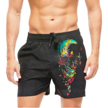 Imagem de Short Praia Shorts Banho Mauricinho Caveira Full Print 18 - smoke, Pre