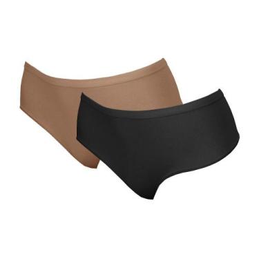 Imagem de Kit 2 Calcinhas Cintura Baixa Hanes 1147 Avelã/Preto - GG, GG, Avelã, 