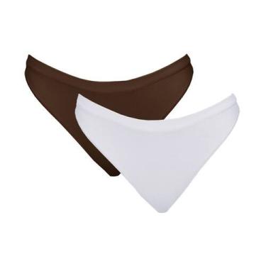 Imagem de Kit 2 Calcinhas Tanga Hanes 1148 Café/Branco - GG, GG, Café, Branco